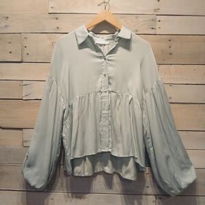 Altar'd State Button Up Puff Sleeve Blouse